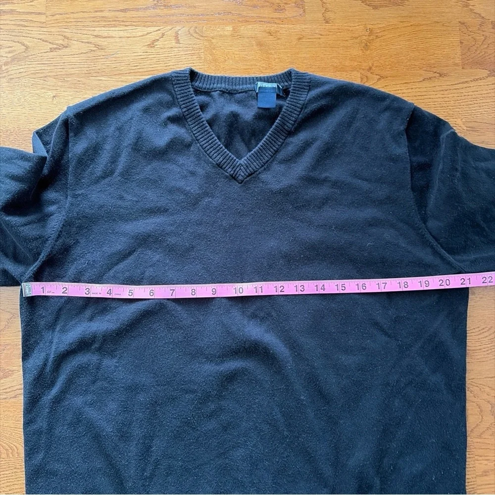 J.Crew Men Sweater Long Sleeve Cotton Blend Black V Neck Pullover Long Sleeve L